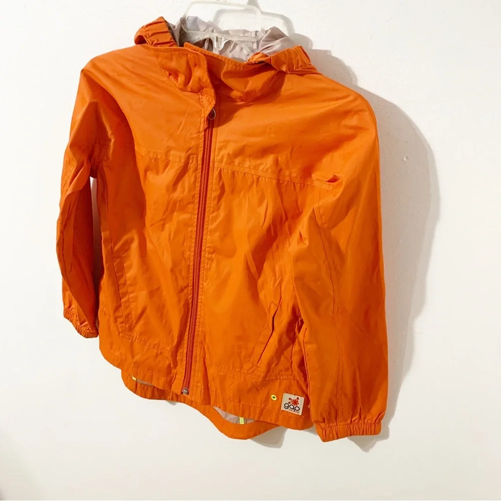 Gap Full Front Zip Hooded Windbreaker Jacket Elastic Cuffs and Cinched Back 🧡
